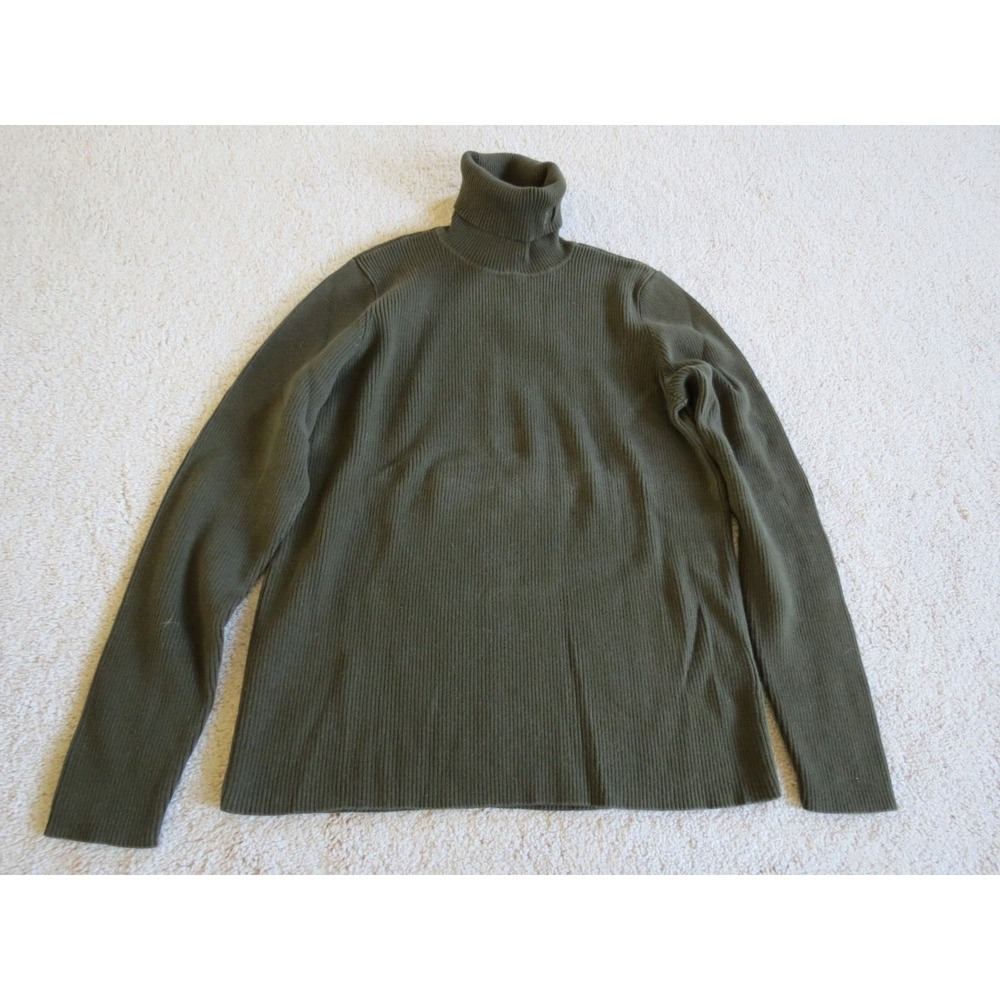 Lauren Ralph Lauren Women Large Brownish Olive Green Cotton Turtleneck Sweater